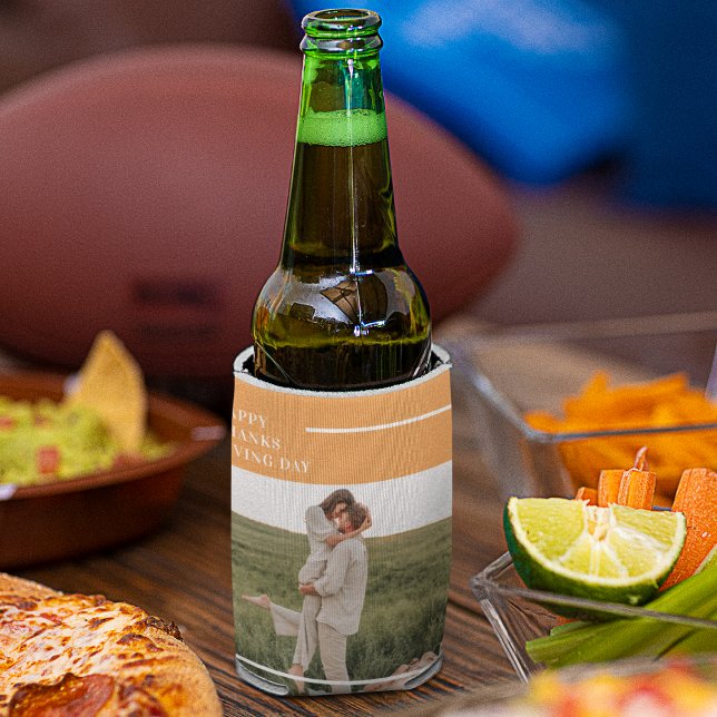 Modern Family Photo& Happy Thanksgiving Day Gift Can Cooler (Creator Uploaded)