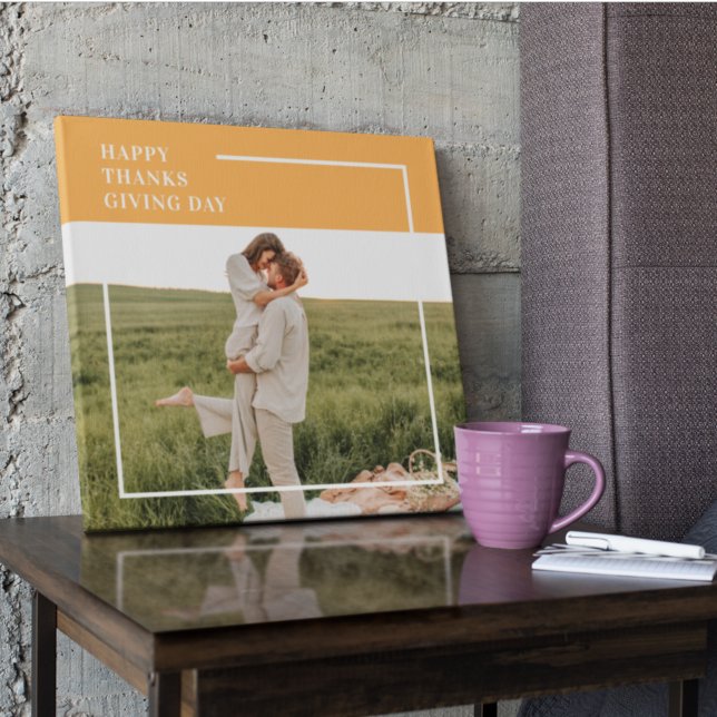 Modern Family Photo& Happy Thanksgiving Day Gift Canvas Print (Creator Uploaded)