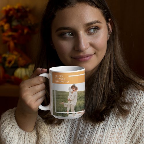 Modern Family Photo Happy Thanksgiving Day Gift Coffee Mug