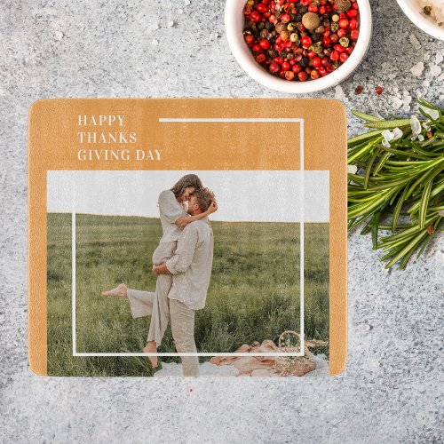Modern Family Photo Happy Thanksgiving Day Gift Cutting Board