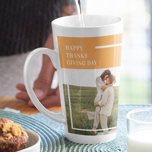Modern Family Photo Happy Thanksgiving Day Gift Latte Mug