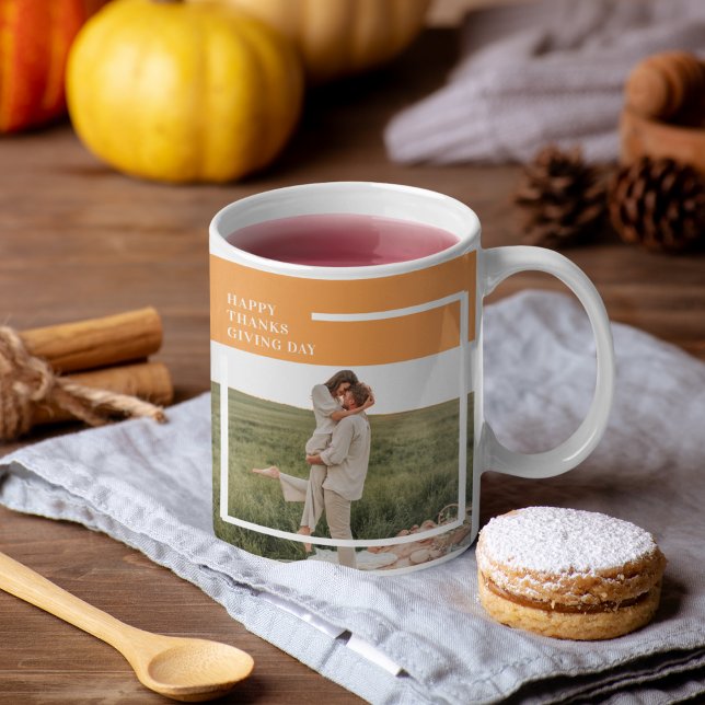 Modern Family Photo& Happy Thanksgiving Day Gift Mug (Creator Uploaded)