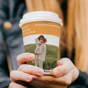 Modern Family Photo& Happy Thanksgiving Day Gift Paper Cups