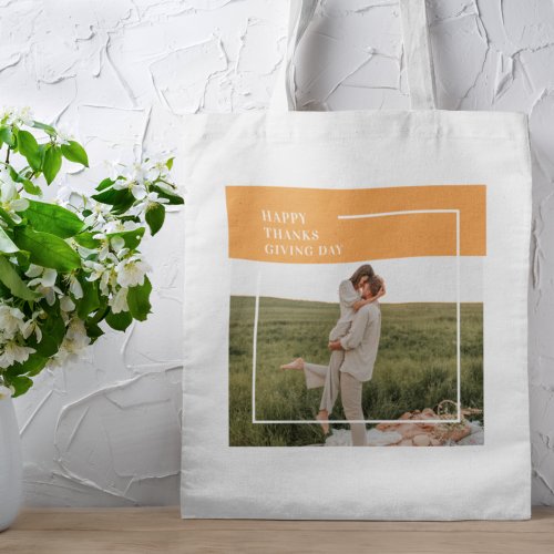 Modern Family Photo Happy Thanksgiving Day Gift Tote Bag