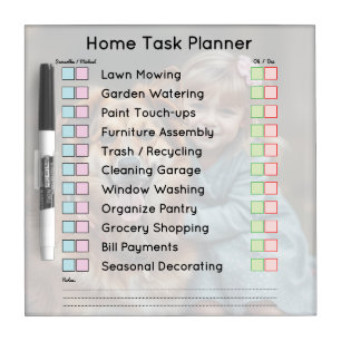 Modern Family Photo Home Planner Dry Erase Board