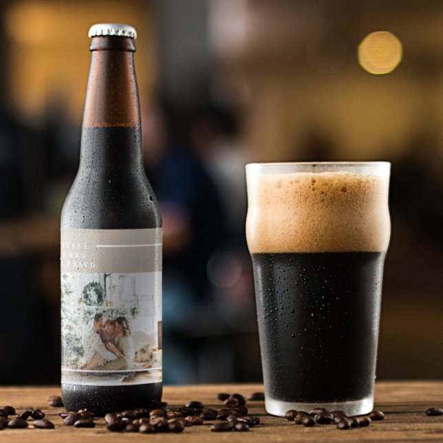 Modern Family Photo | Joyful Merry Blessed  Beer Bottle Label (Creator Uploaded)