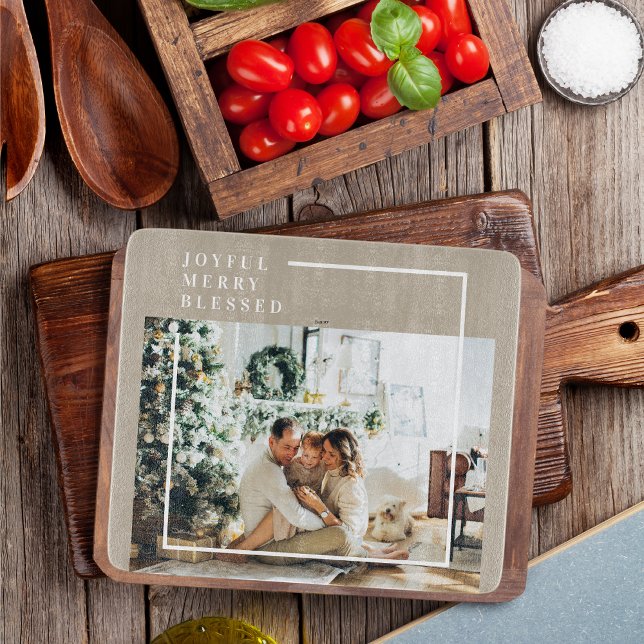 Modern Family Photo | Joyful Merry Blessed  Cutting Board (Creator Uploaded)
