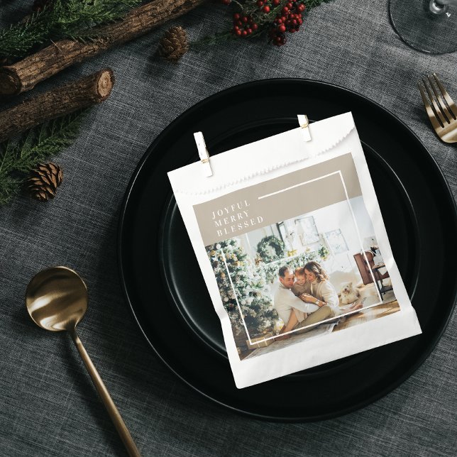 Modern Family Photo | Joyful Merry Blessed  Favor Bag (Creator Uploaded)