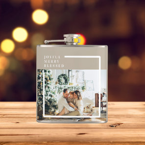 Modern Family Photo | Joyful Merry Blessed  Flask