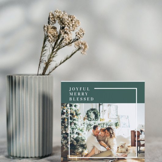 Modern Family Photo | Joyful Merry Blessed | Green