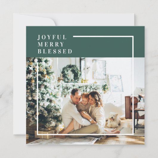 Modern Family Photo | Joyful Merry Blessed | Green (Front)