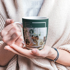 Modern Family Photo | Joyful Merry Blessed | Green Latte Mug at Zazzle