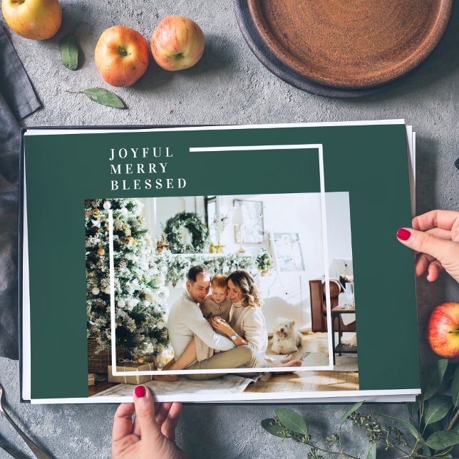 Modern Family Photo | Joyful Merry Blessed | Green Paper Pad (Creator Uploaded)