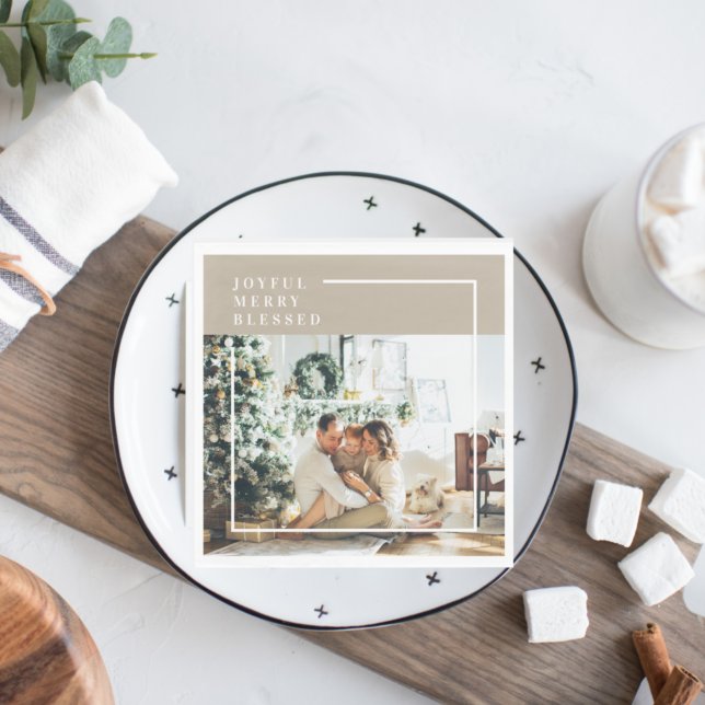 Modern Family Photo | Joyful Merry Blessed  Napkins (Creator Uploaded)