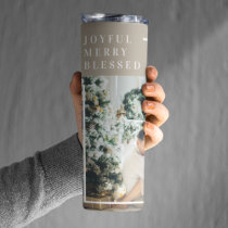 Modern Family Photo | Joyful Merry Blessed  Thermal Tumbler