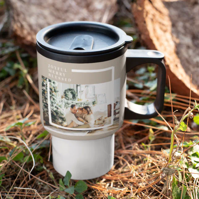 Modern Family Photo Joyful Merry Blessed Travel Mug Zazzle