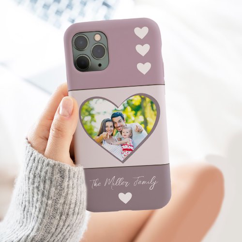 Modern FAMILY Photo Memory Script Heart with Name Case_Mate iPhone 14 Pro Max Case