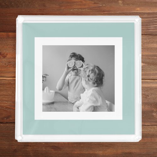 Modern  Family Photo Mint Simple Lovely Gift Acrylic Tray