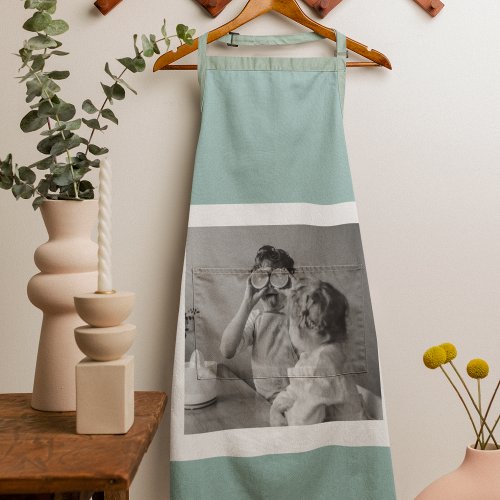 Modern  Family Photo Mint Simple Lovely Gift Apron