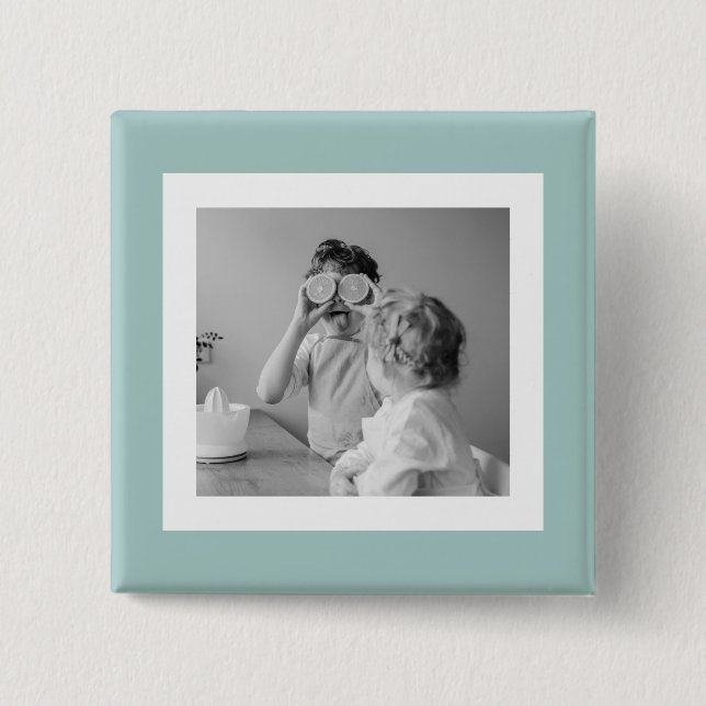 Modern  Family Photo Mint Simple Lovely Gift Button (Front)