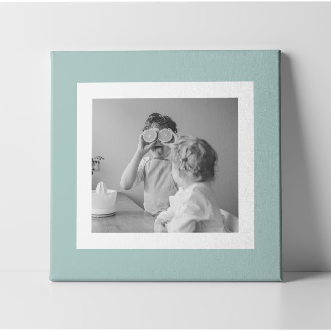 Modern  Family Photo Mint Simple Lovely Gift Canvas Print (Creator Uploaded)