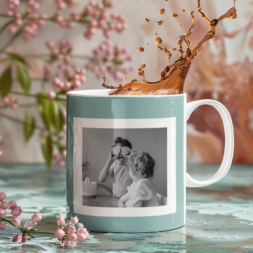 Modern  Family Photo Mint Simple Lovely Gift Coffee Mug