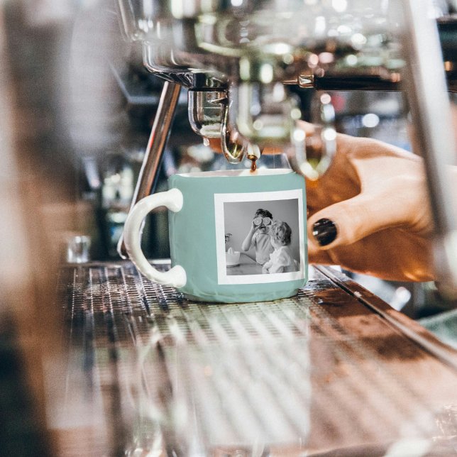 Modern  Family Photo Mint Simple Lovely Gift Espresso Cup (Creator Uploaded)