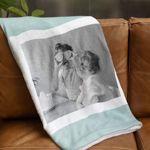 Modern  Family Photo Mint Simple Lovely Gift Fleece Blanket