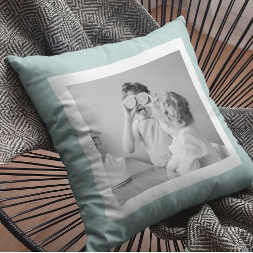 Modern  Family Photo Mint Simple Lovely Gift Outdoor Pillow