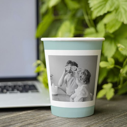 Modern  Family Photo Mint Simple Lovely Gift Paper Cups