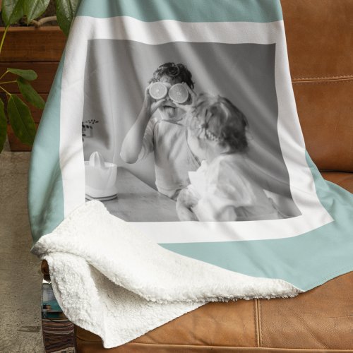 Modern Family Photo Mint Simple Lovely Gift Sherpa Blanket