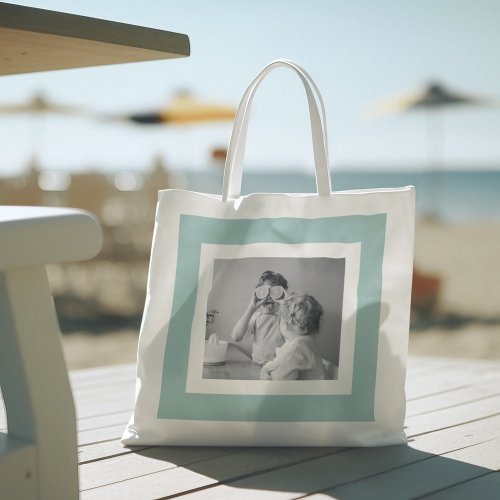 Modern  Family Photo Mint Simple Lovely Gift Tote Bag