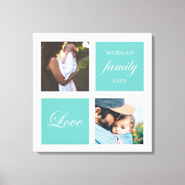 modern family photo pastel monogram canvas print (Front)