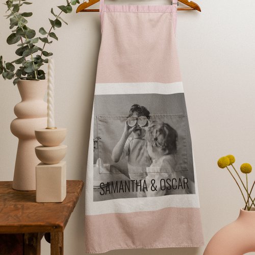 Modern  Family Photo Pastel Pink Simple Gift Apron