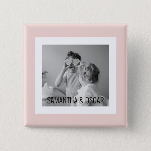 Modern  Family Photo Pastel Pink Simple Gift Button