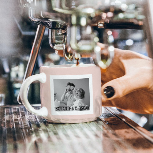 Modern  Family Photo Pastel Pink Simple Gift Espresso Cup