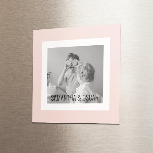 Modern  Family Photo Pastel Pink Simple Gift Magnet
