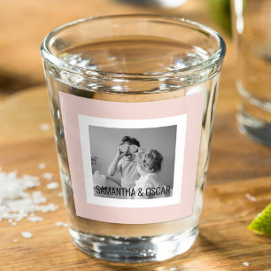 Modern Family Photo Pastel Pink Simple Gift Shot Glass