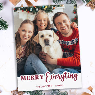 Modern Family Photo Personalized Merry Everything  Holiday Postcard
