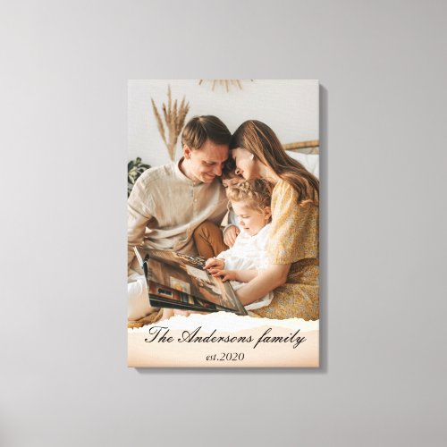 Modern Family Photo  Personalized Name Gift Canvas Print