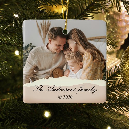 Modern Family Photo  Personalized Name Gift Ceramic Ornament