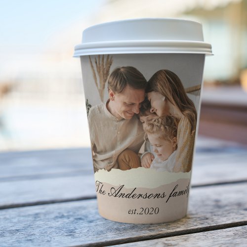 Modern Family Photo  Personalized Name Gift Paper Cups
