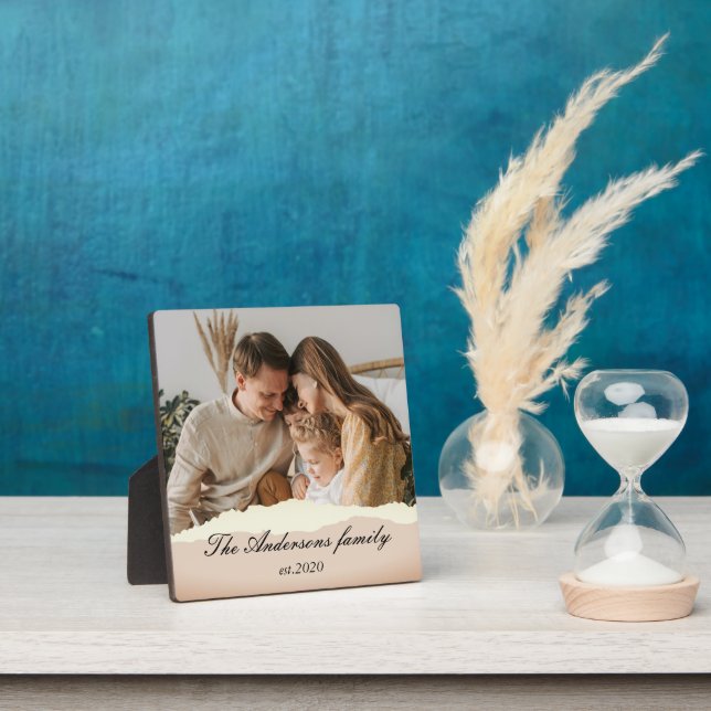 Modern Family Photo & Personalized Name Gift Plaque (Insitu)
