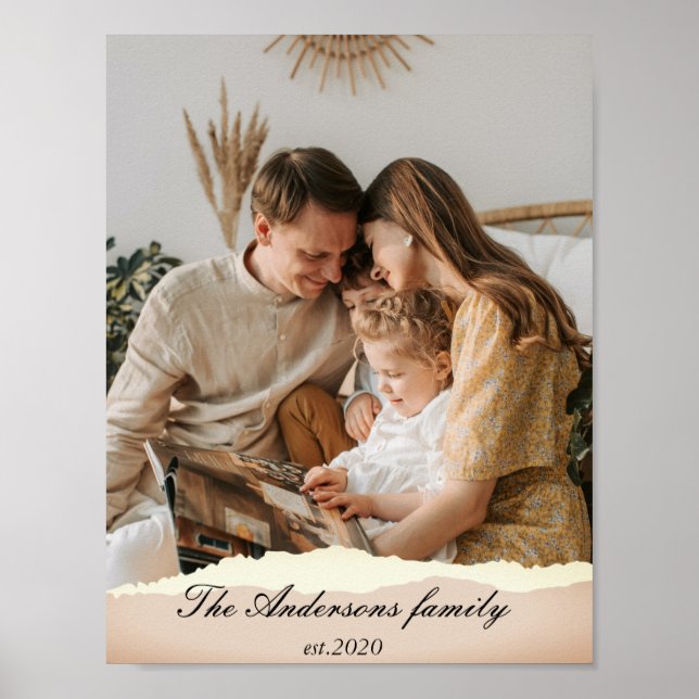 Modern Family Photo & Personalized Name Gift Poster (Front)