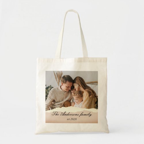 Modern Family Photo  Personalized Name Gift Tote Bag