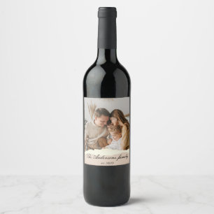 Modern Family Photo & Personalized Name Gift Wine Label