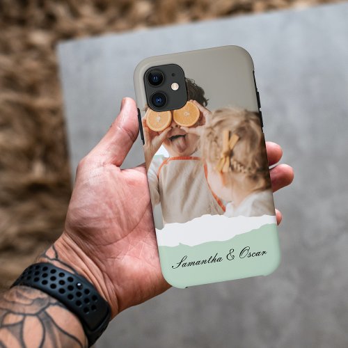 Modern Family Photo  Personalized Name Mint Gift iPhone 11 Case