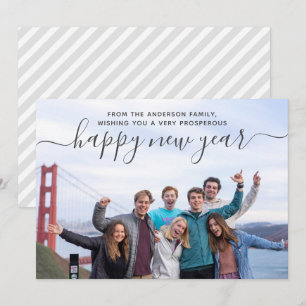 Modern Family Photo Script Happy New Year Holiday Card