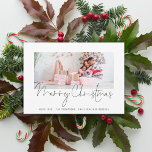 Modern Family Photo Script Merry Christmas Card<br><div class="desc">Modern Family Photo Script Merry Christmas.  Simply replace the sample photo with your own and personalise with your greeting and names at the bottom. Merry Christmas is in a stylish set script.</div>