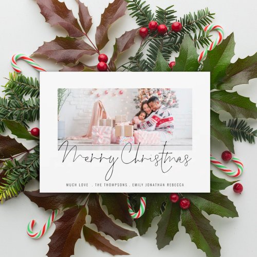 Modern Family Photo Script Merry Christmas Card